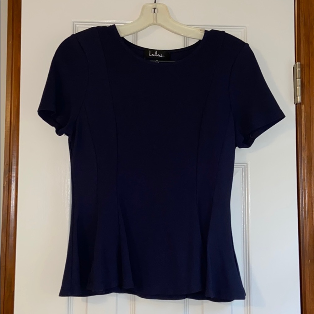 Lulus Navy Blue Peplum Top